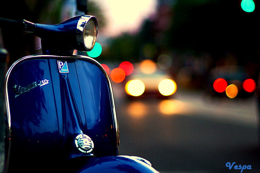 wallpaper vespa classic,blue,light,night,lighting,automotive lighting