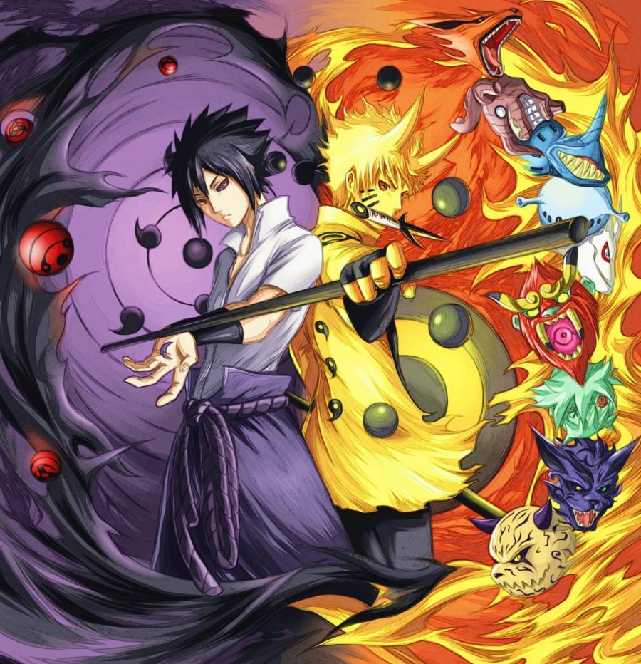 gambar wallpaper sasuke,cartoon,anime,illustration,fictional character,art