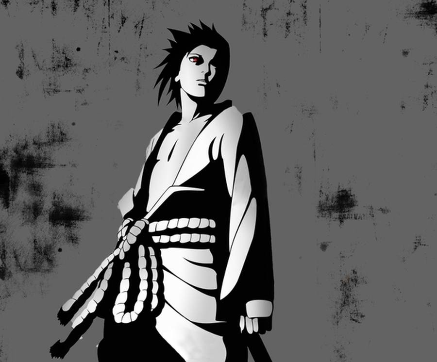 gambar wallpaper sasuke,black hair,anime,black and white,illustration,monochrome