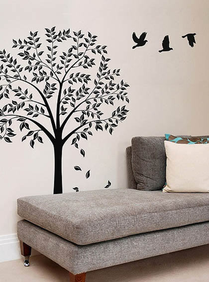 papel pintado kreatif,pegatina de pared,habitación,pared,árbol,hoja