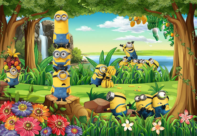 wallpaper dinding minion,animated cartoon,cartoon,natural environment