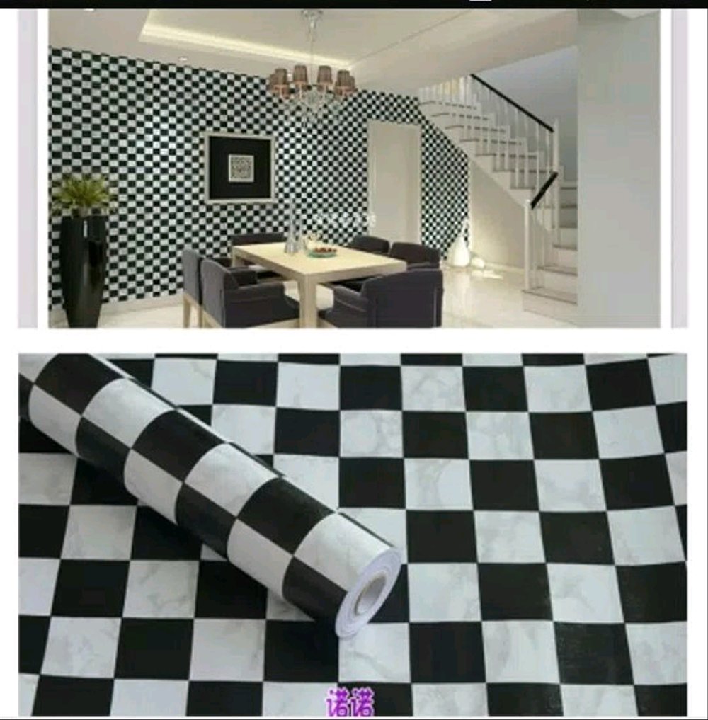 jual wallpaper sticker,tile,black,black and white,floor,room