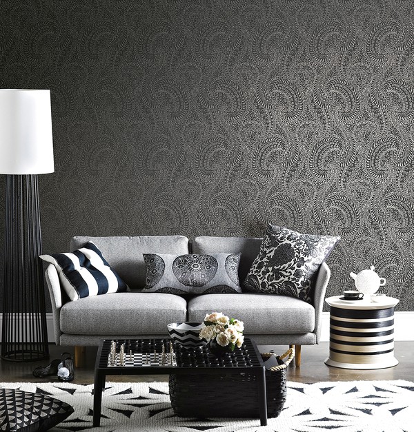 wallpaper klasik modern,living room,black,furniture,room,wall