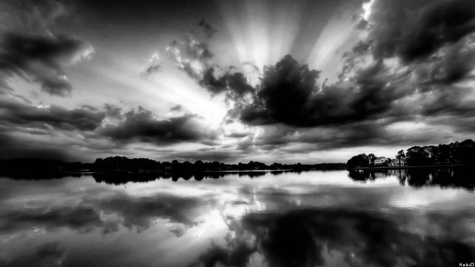 黒の自然の壁紙,空,反射,自然,雲,白い