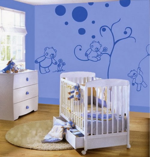 wallpaper dinding lucu,product,infant bed,room,blue,furniture