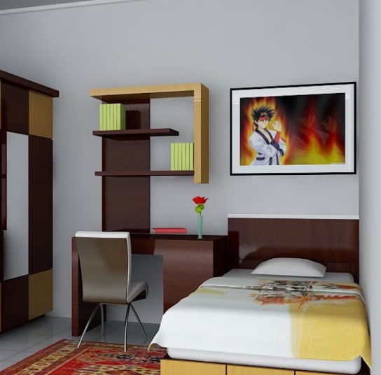 contoh wallpaper kamar tidur sempit,room,furniture,interior design,bedroom,yellow