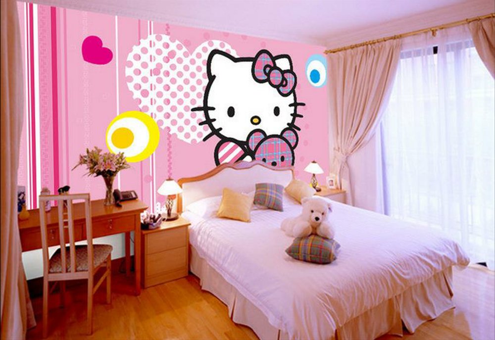 carta da parati harga dinding ciao gattino al metro,camera da letto,camera,rosa,interior design,parete