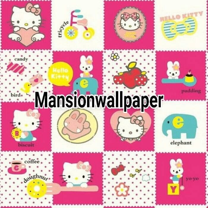 papier peint harga dinding hello kitty par mètre,rose,clipart