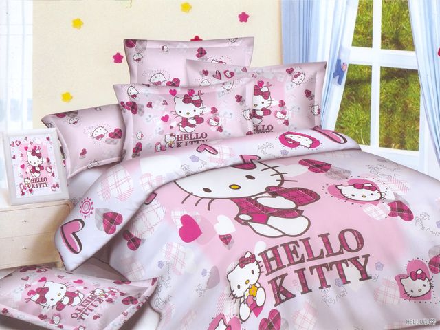 harga wallpaper dinding hello kitty,bed sheet,bedding,pink,bed,textile