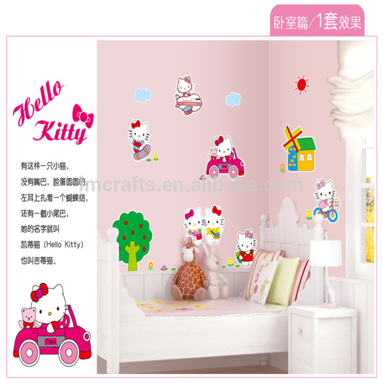 하가 배경 dinding hello kitty,생성물,벽 스티커,분홍,방,상표