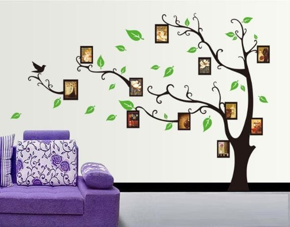 wallpaper dinding karakter,wall sticker,green,wall,branch,room