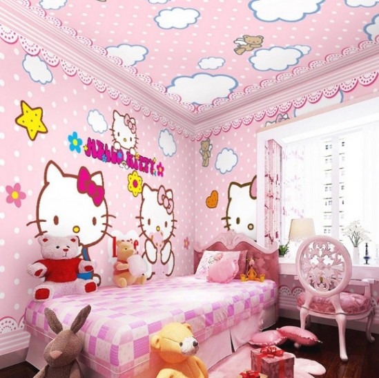 fondos de pantalla kamar hello kitty,rosado,habitación,fondo de pantalla,producto,mueble