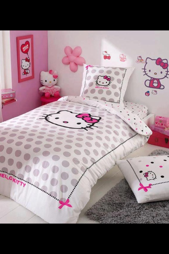 papier peint kamar hello kitty,drap de lit,rose,lit,chambre,textile
