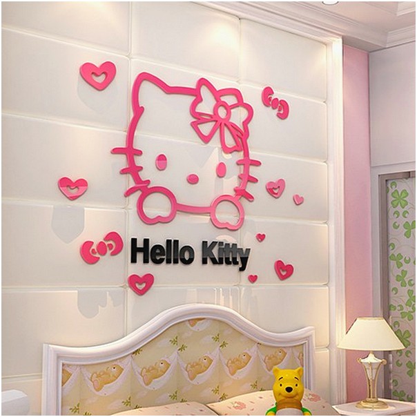 壁紙hello kitty untuk kamar,ピンク,ウォールステッカー,製品,壁,ルーム