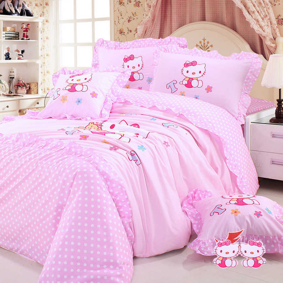 壁紙hello kitty untuk kamar,ベッドシーツ,ピンク,繊維,枕,羽毛掛け布団カバー