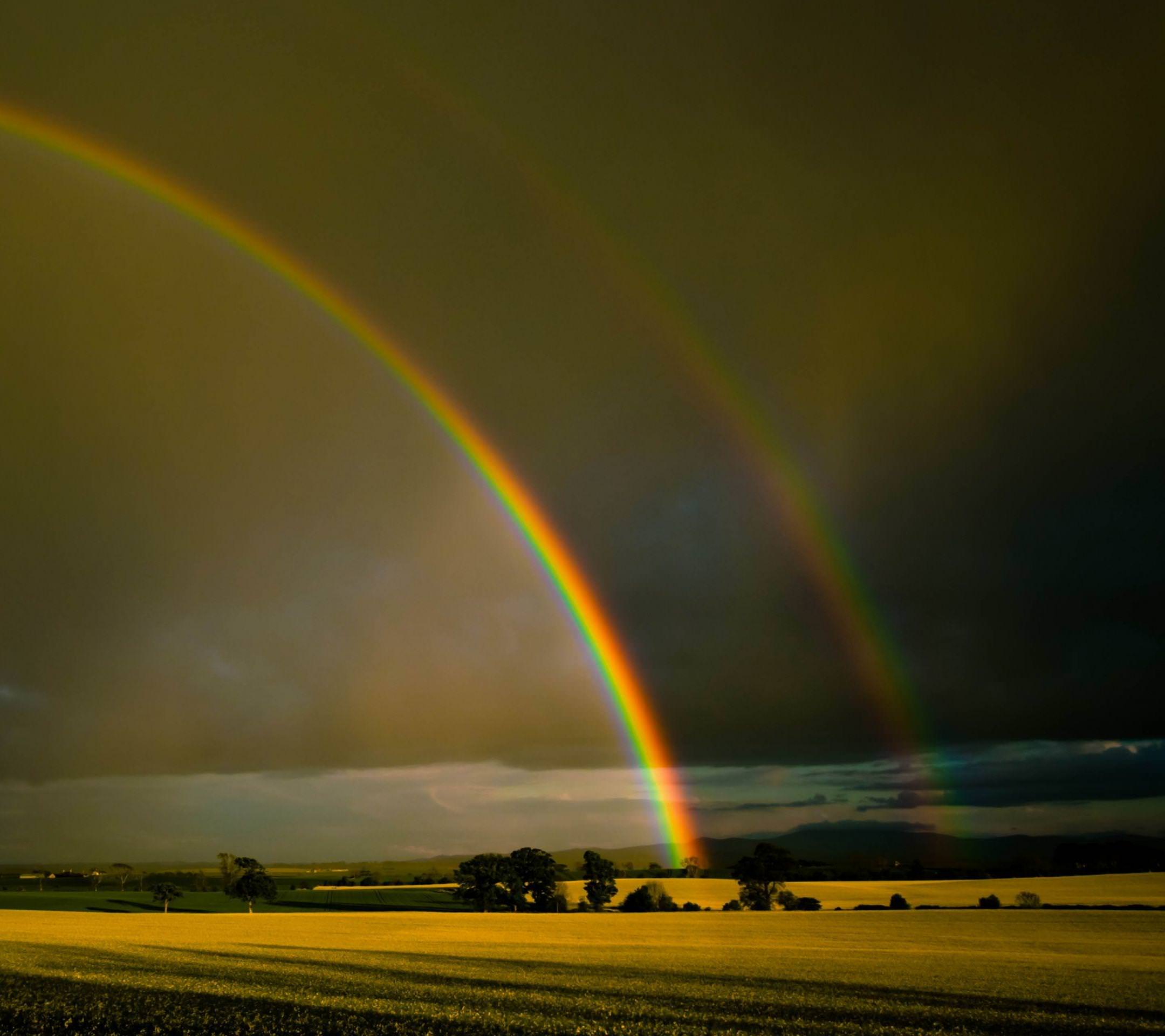 wallpaper pelangi indah,sky,rainbow,cloud,atmosphere,meteorological phenomenon