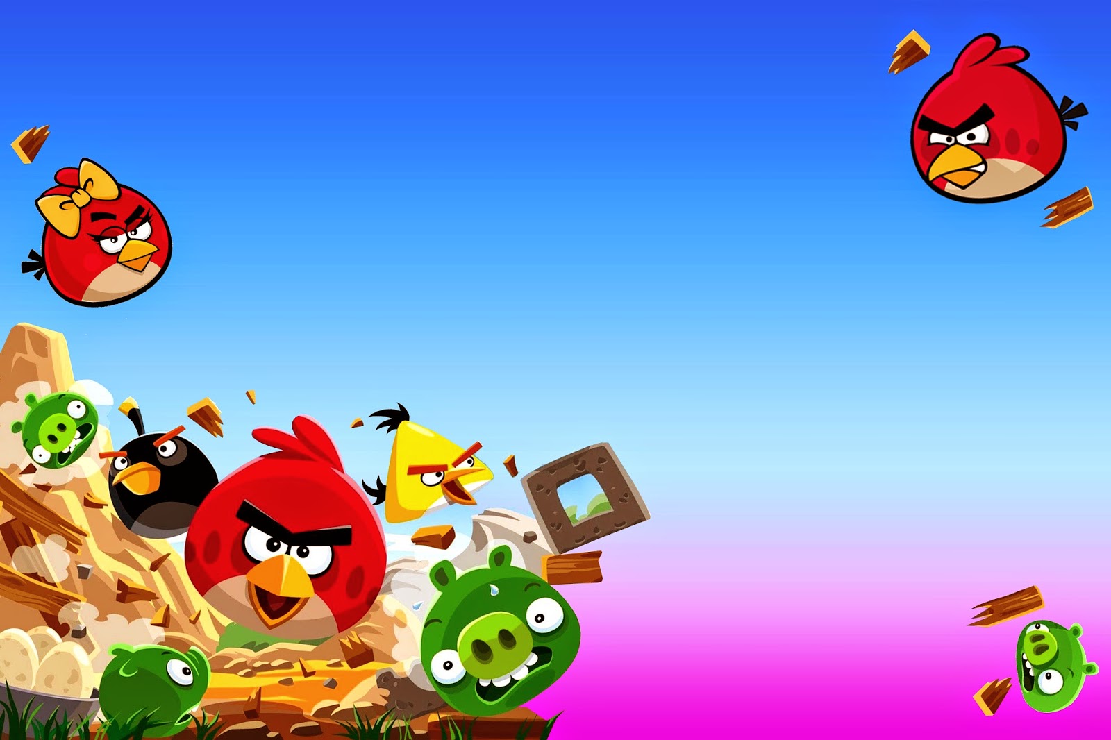 wallpaper anak anak,angry birds,cartoon,animated cartoon,video game software,software