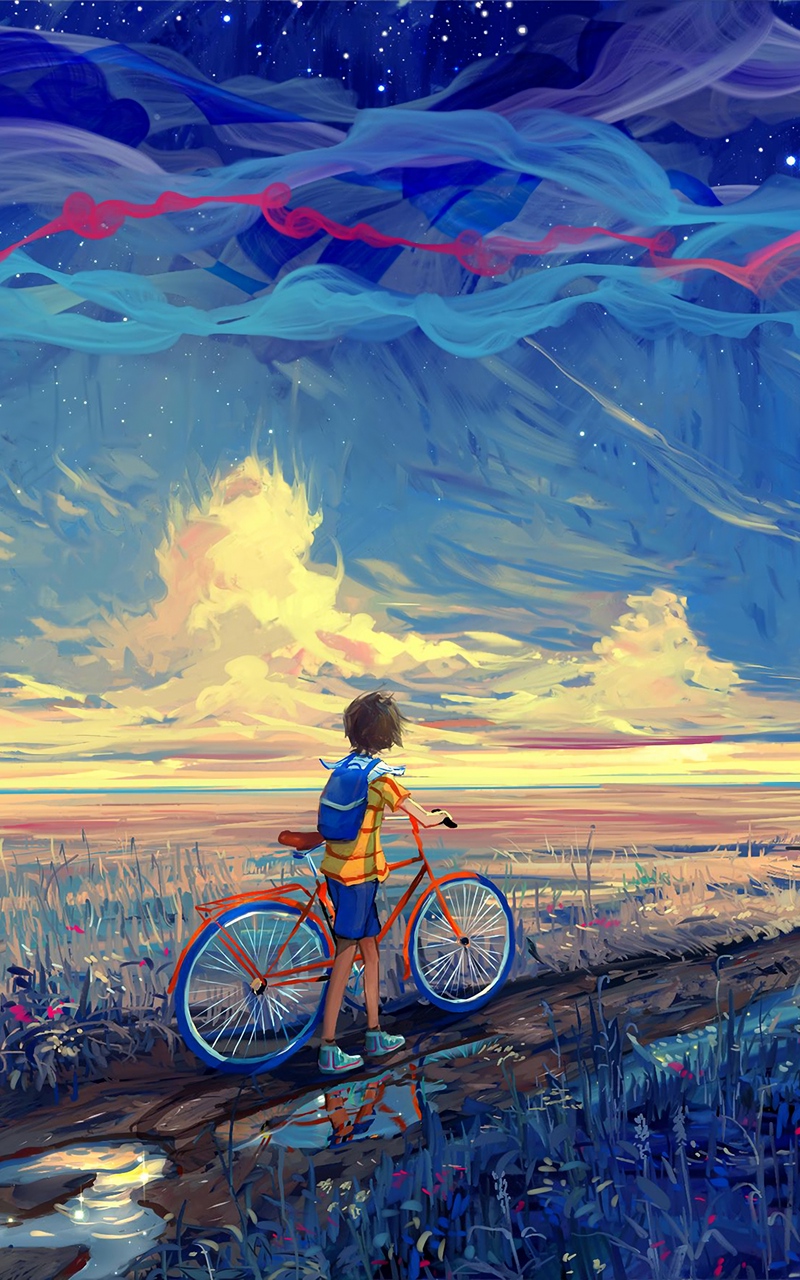 wallpaper hd untuk hp android,sky,painting,watercolor paint,cycling,acrylic paint