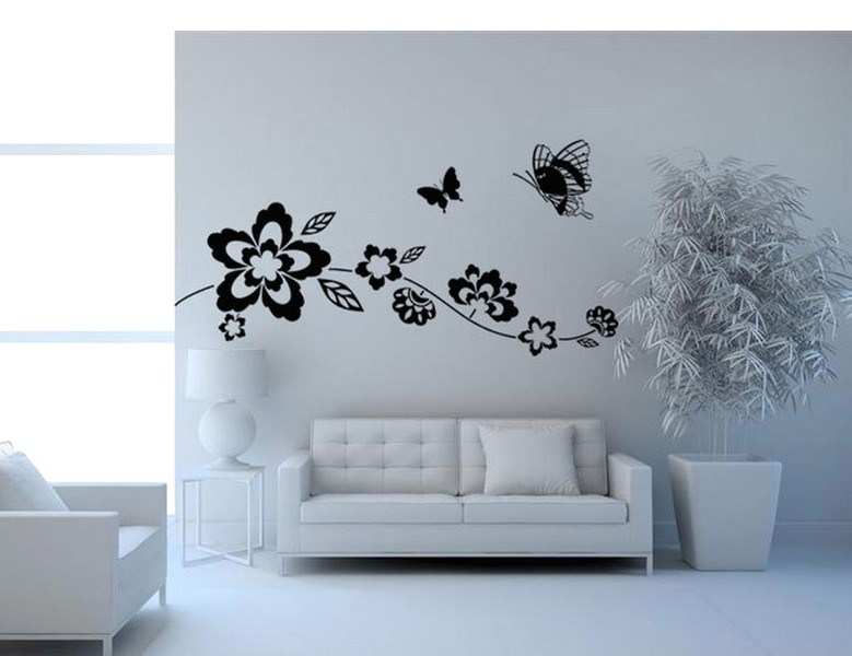 wallpaper dinding hitam putih,wall sticker,butterfly,wall,room,moths and butterflies