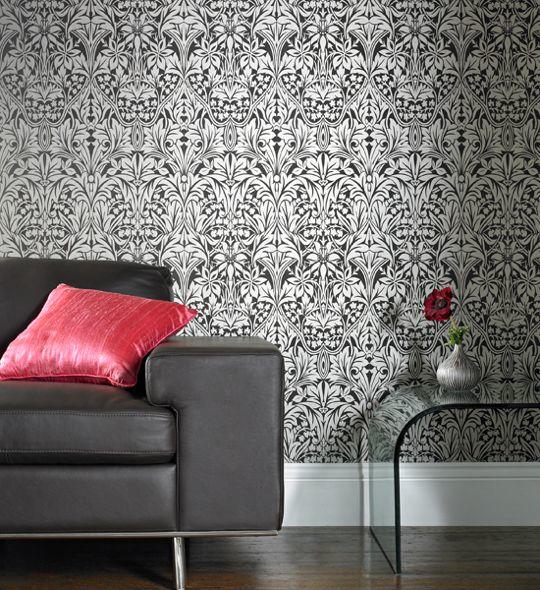 wallpaper dinding hitam putih,wallpaper,wall,living room,red,interior design