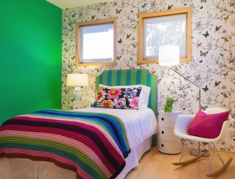 tapete warna cerah,schlafzimmer,zimmer,möbel,grün,innenarchitektur