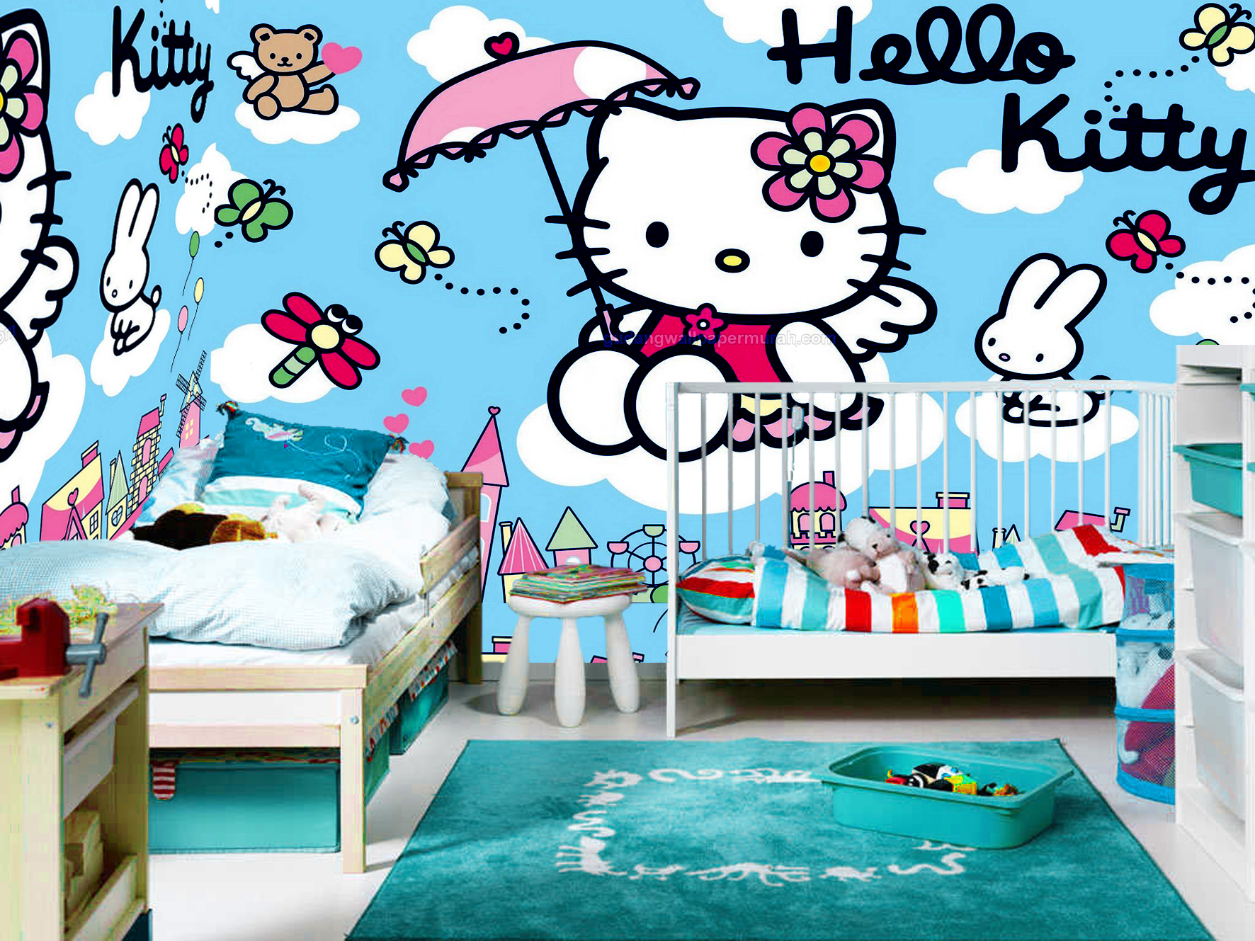 gambar wallpaper dinding 3d,cartoon,room,wall,wallpaper,wall sticker