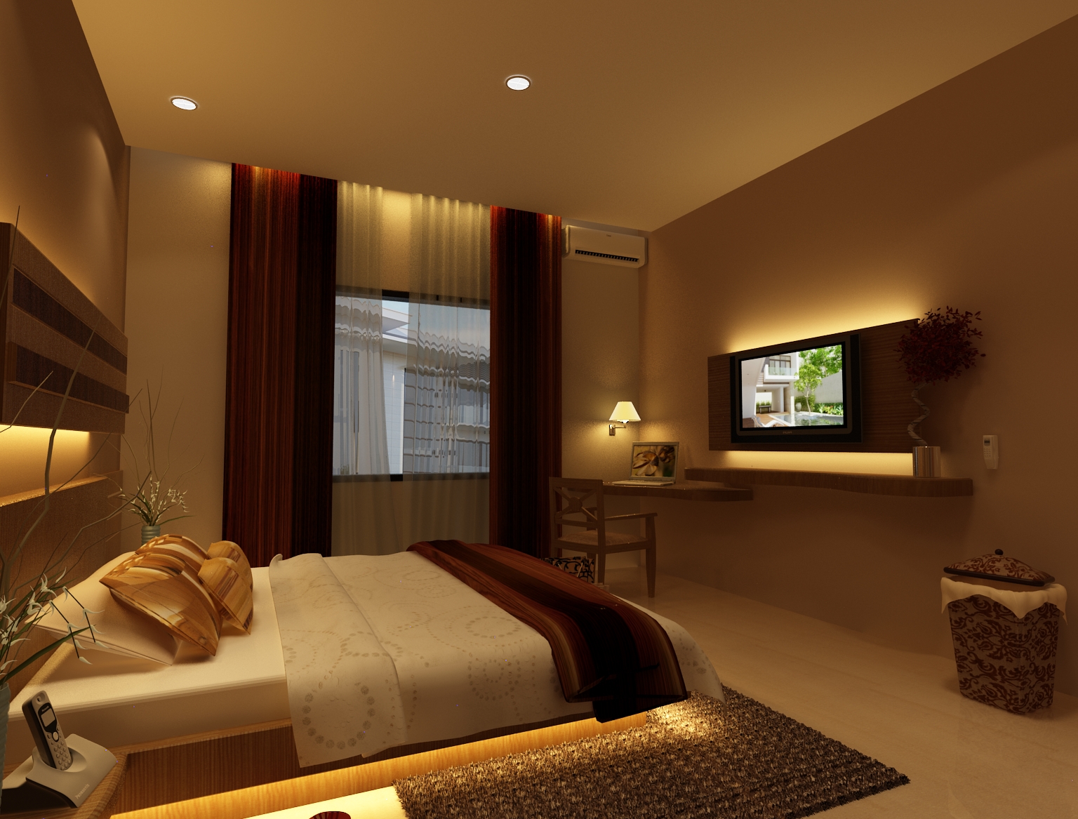 배경 카마르 tidur minimalis,침실,방,인테리어 디자인,가구,특성