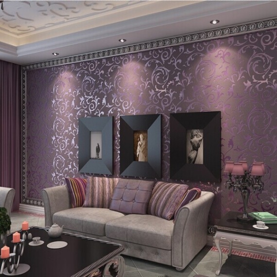 wallpaper dinding rumah murah,living room,purple,room,wallpaper,wall