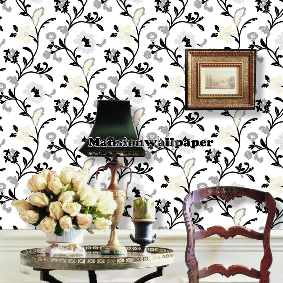 Jual Beli Wallpaper Dinding Bunga Modern Hitam Baru - Dibujos Pintado