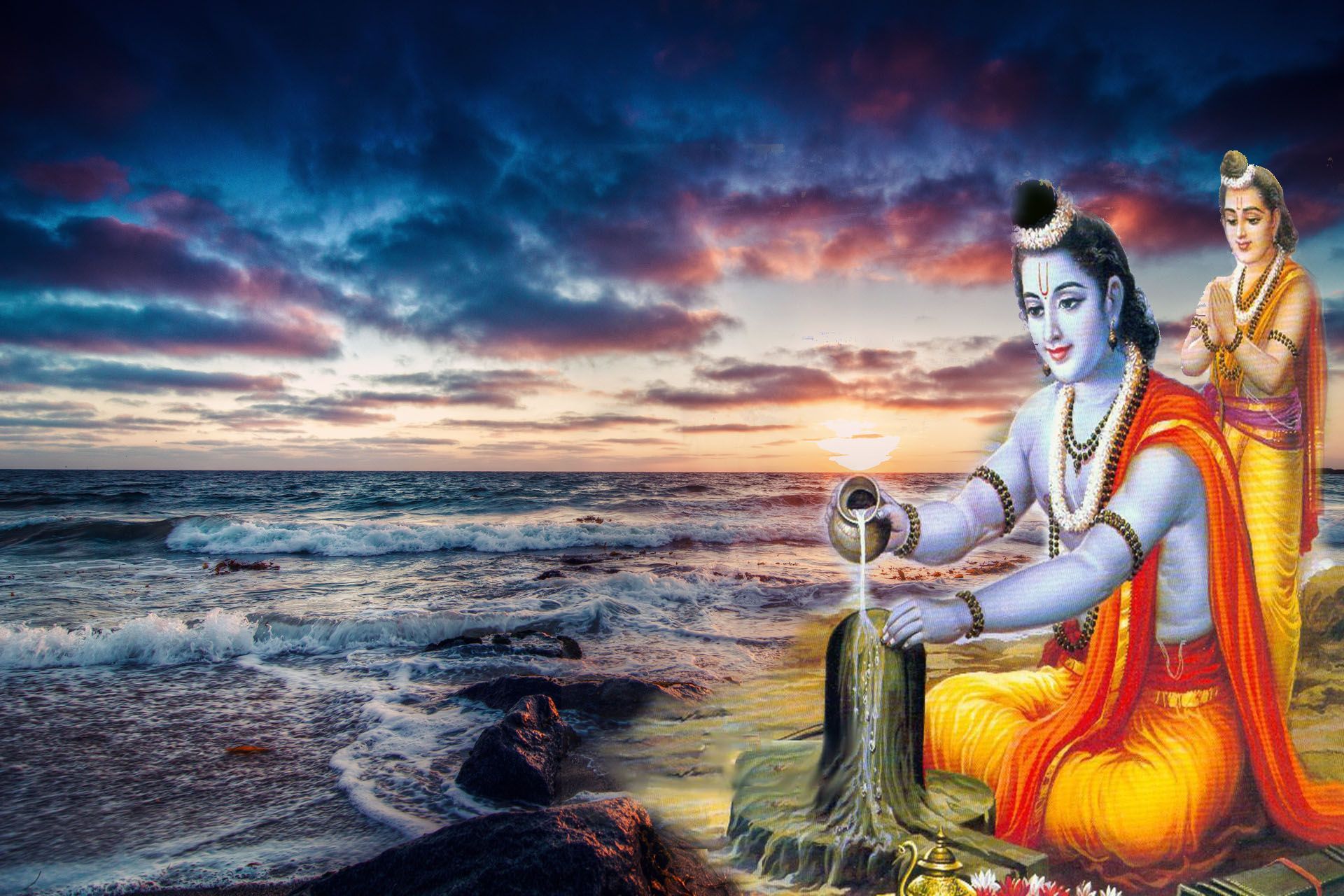 lord rama hd wallpapers for mobile,sky,mythology,fictional character,art,cg artwork