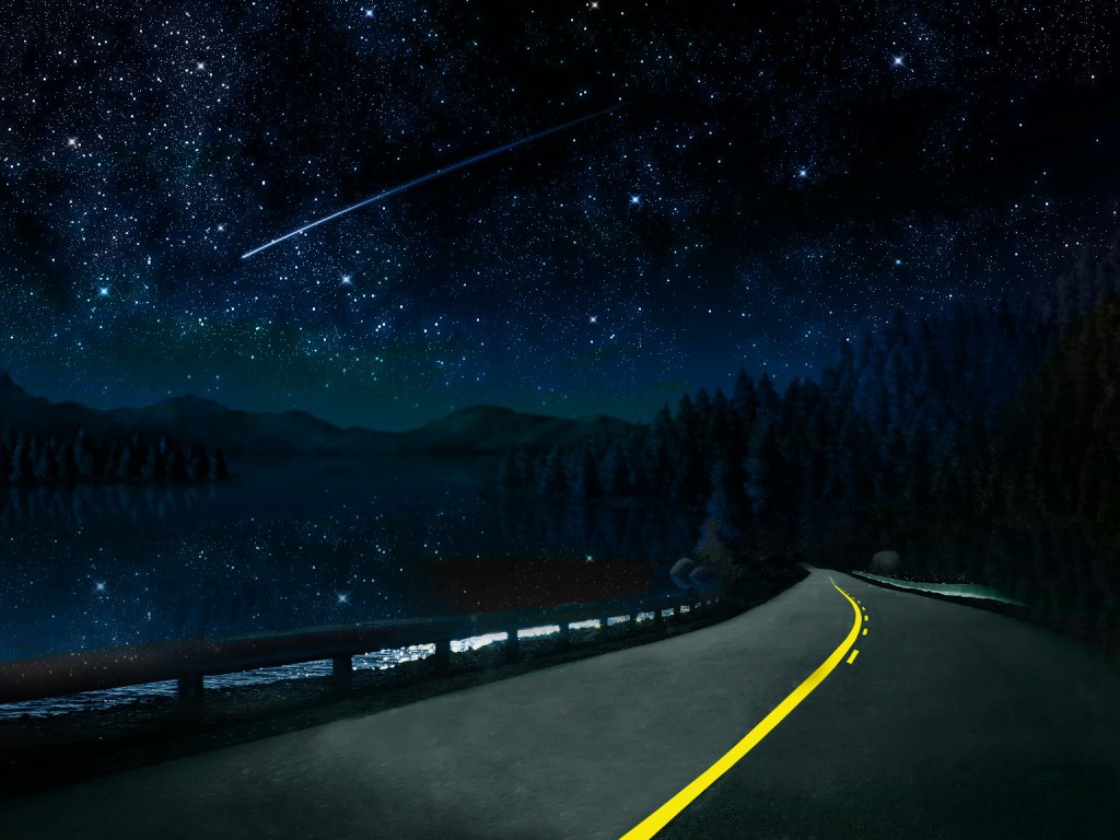 아름다운 밤하늘 벽지,하늘,도로,밤,빛,분위기