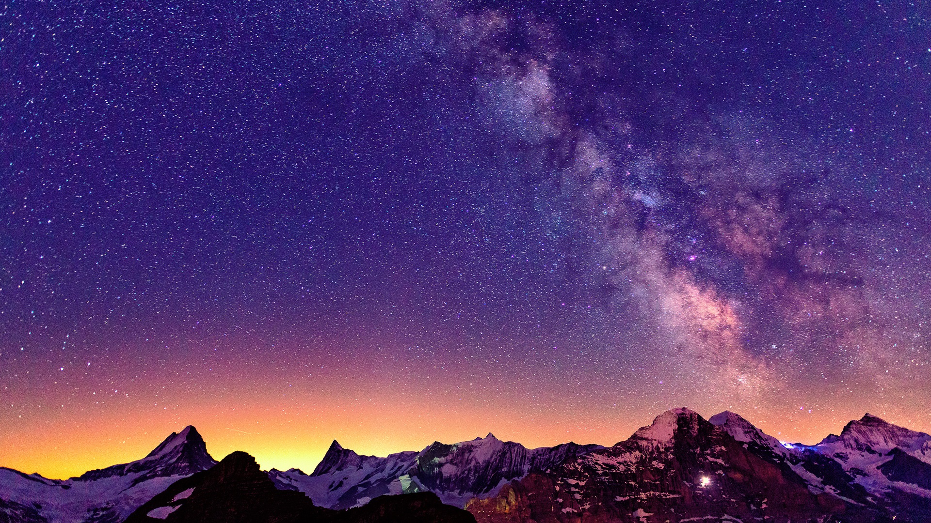 美しい夜空の壁紙,空,山,自然,山脈,紫の