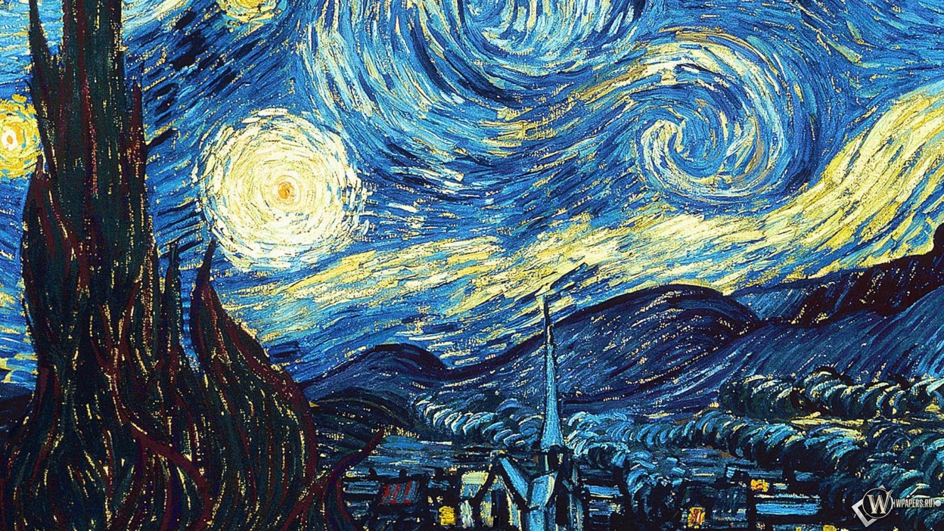 sfondo di notte stellata di van gogh,pittura,arte,arte moderna,arti visive,cielo
