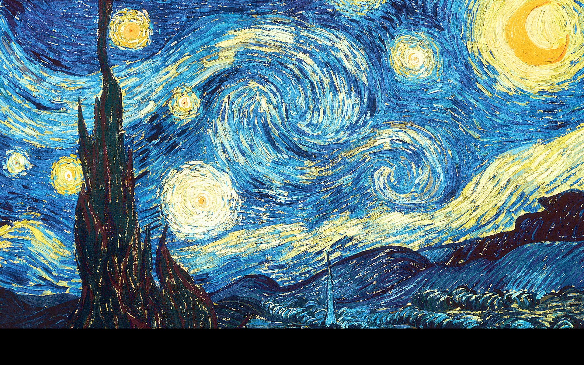 van gogh starry night wallpaper,painting,art,modern art,water,atmosphere