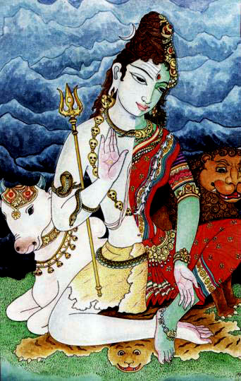 om sakthi wallpaper,art,painting,illustration,mythology,miniature