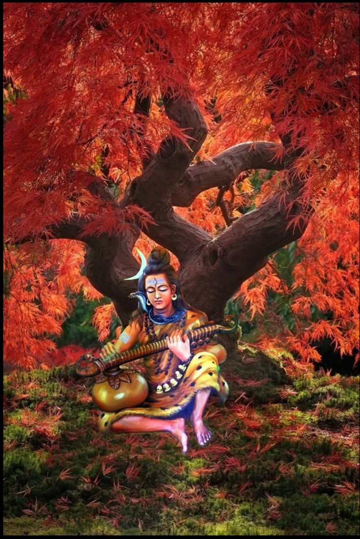 fond d'écran om sakthi,arbre,feuille,personnage fictif,illustration,animation