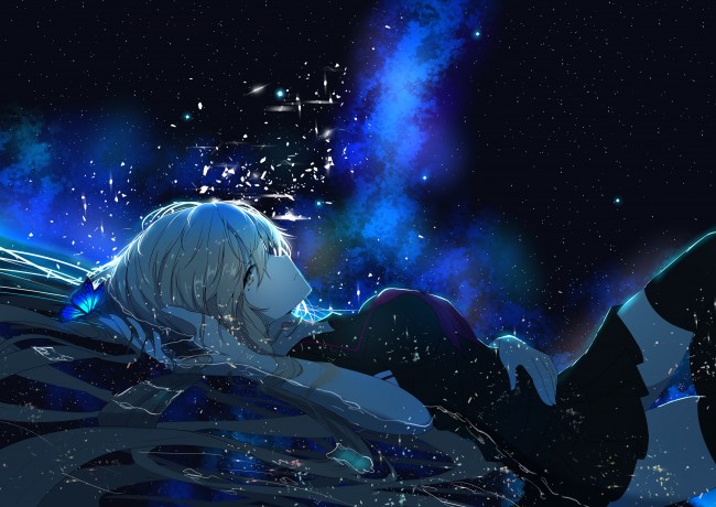 anime stars wallpaper,outer space,space,water,astronomical object,cg artwork