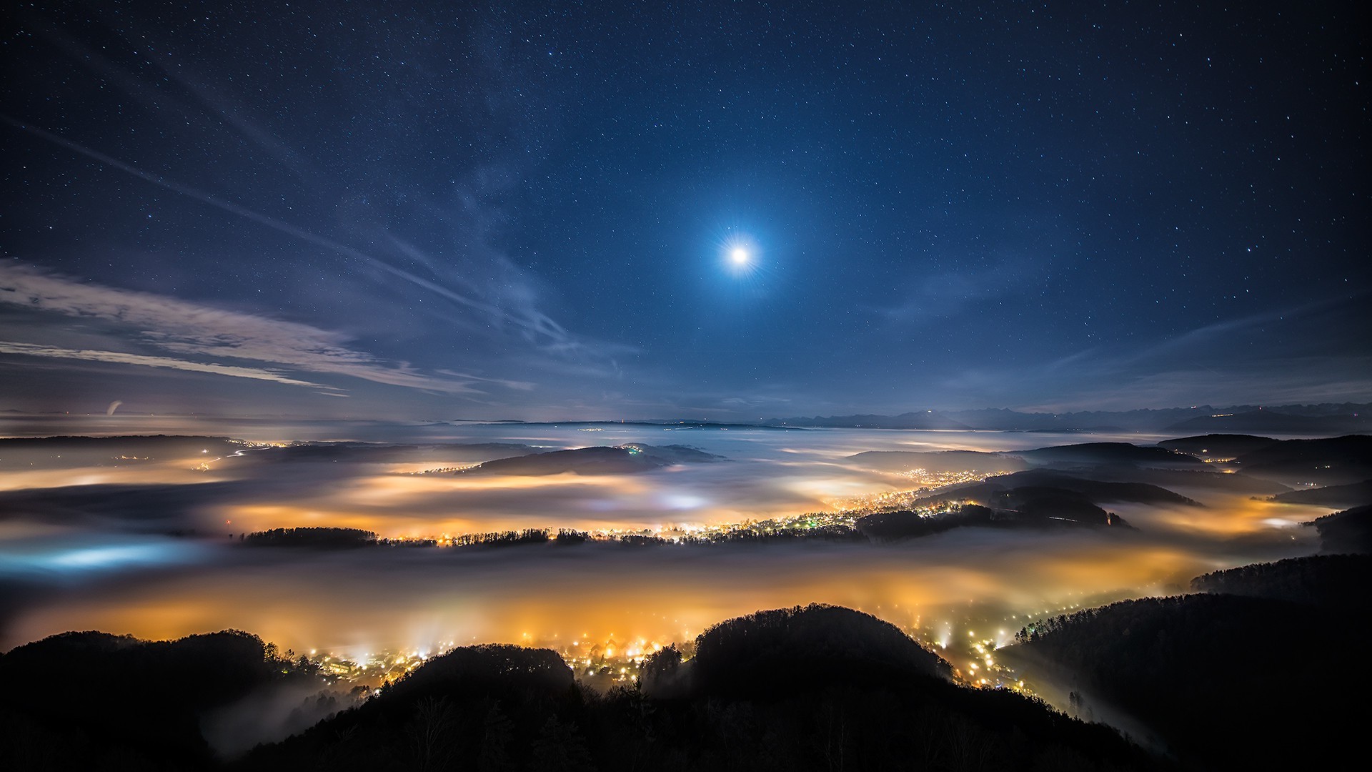 étoiles de nuit fond d'écran hd,ciel,la nature,nuage,atmosphère,horizon