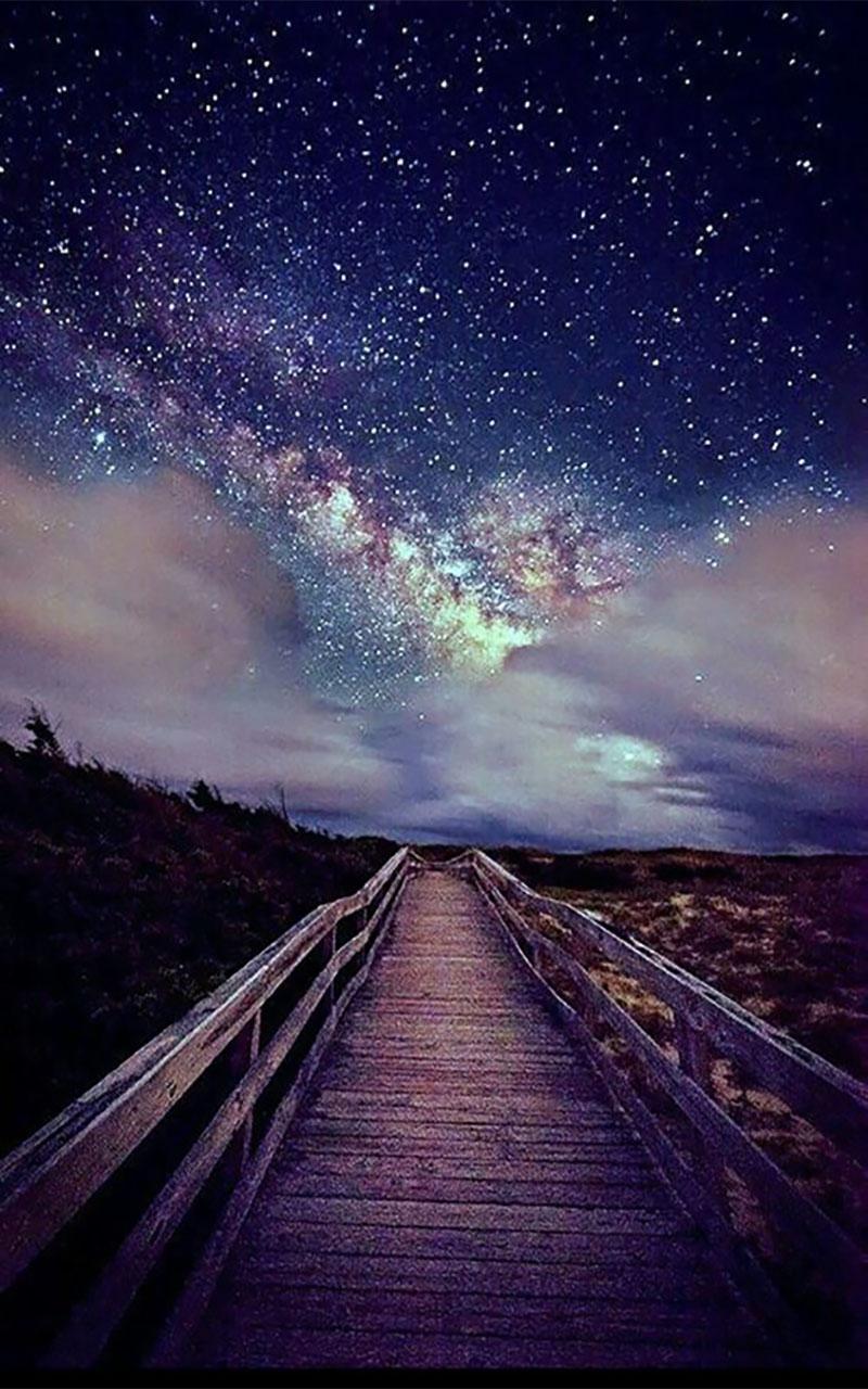 starry sky wallpaper hd,sky,natural landscape,night,horizon,purple