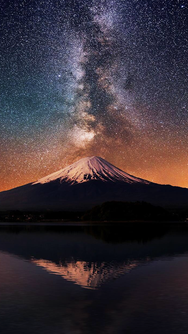 夜空の壁紙iphone,空,自然,成層火山,地平線,雰囲気