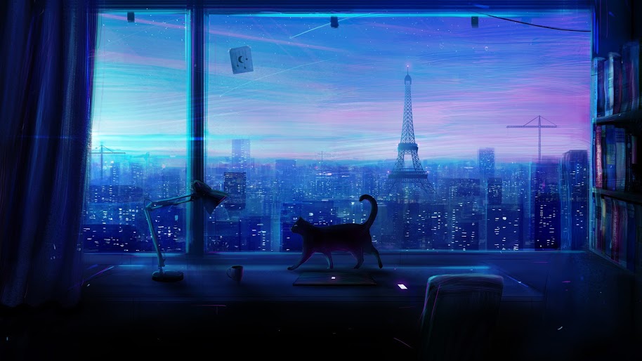 fondos de pantalla de paisajes nocturnos,cielo,azul,ciudad,noche,habitación