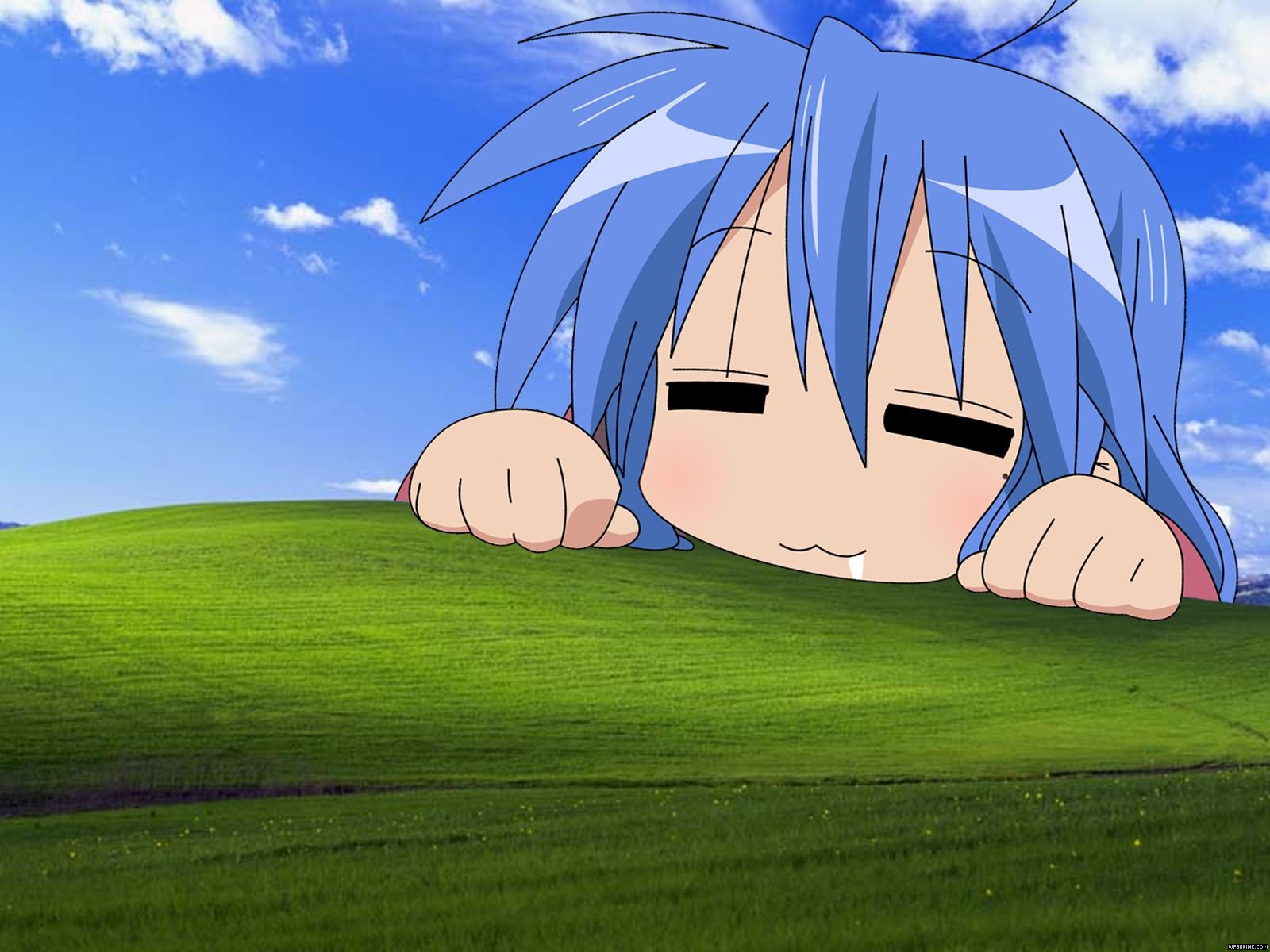 lucky star wallpaper,sky,cartoon,grass,anime,animated cartoon