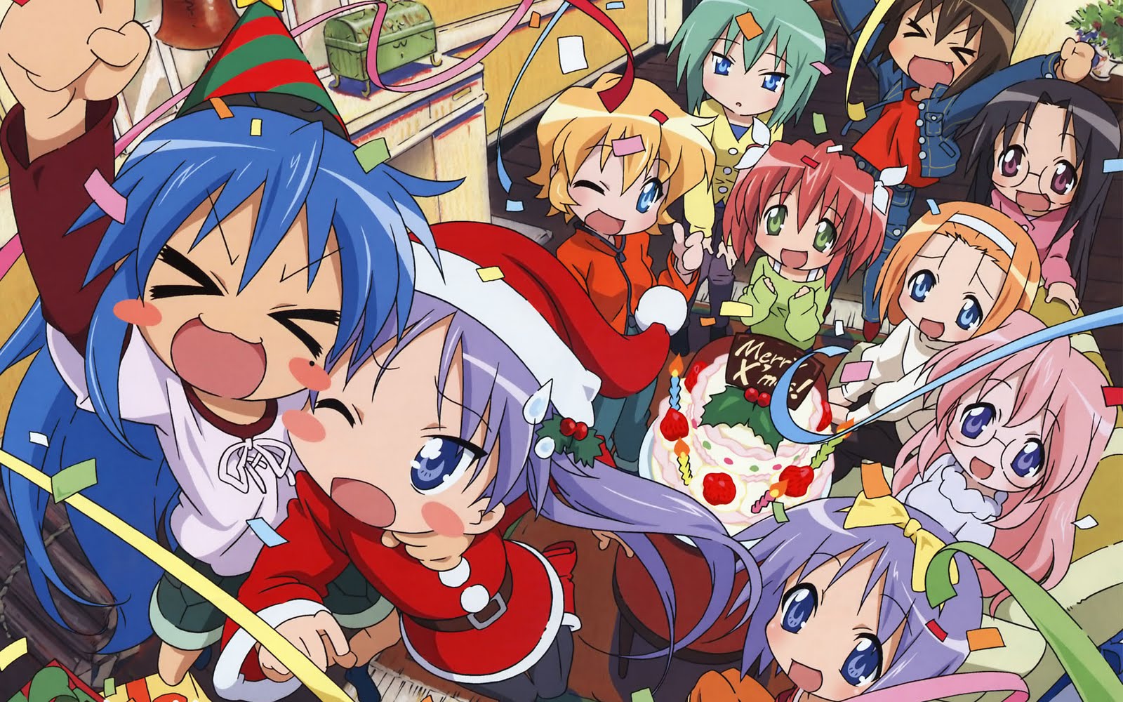 lucky star wallpaper,animated cartoon,cartoon,anime,community,animation