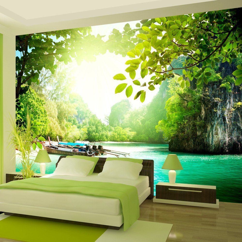 amazon 3d wallpaper,natural landscape,nature,green,wall,room