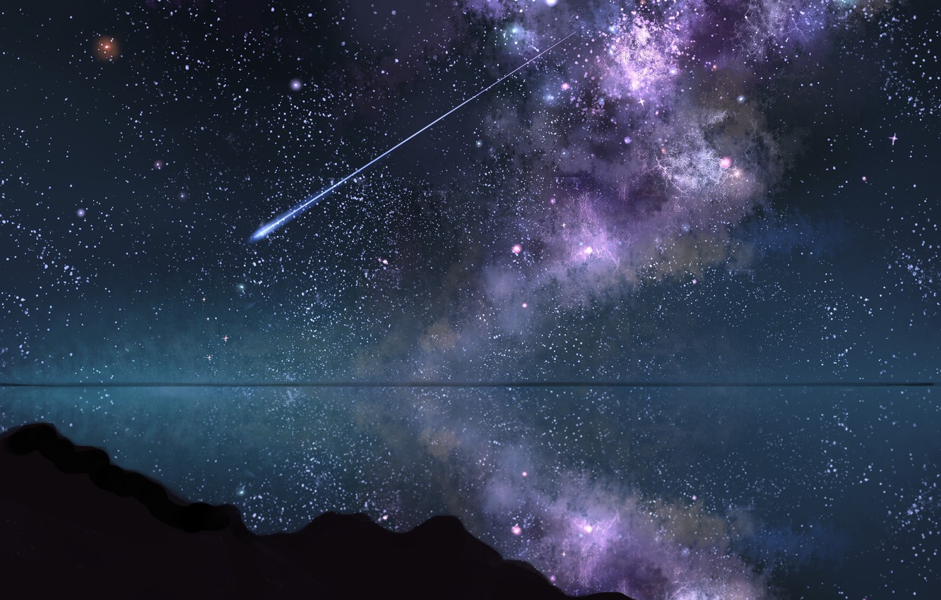 carta da parati stella cadente,cielo,galassia,atmosfera,oggetto astronomico,spazio