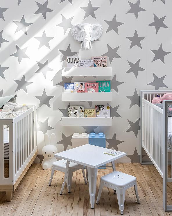 Silver Star Nursery Wallpaper Baby Room Star Wallpaper Room Ideas