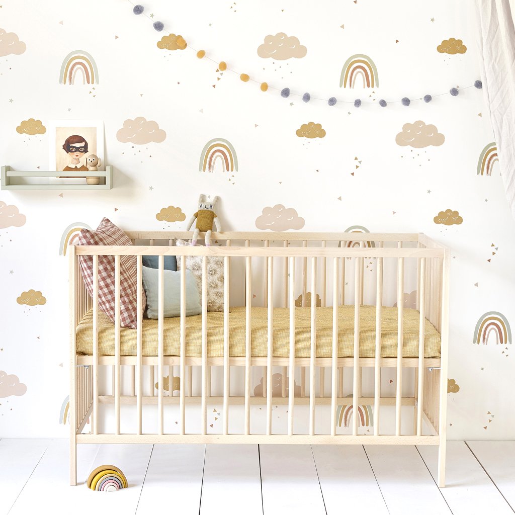 star wallpaper nursery,product,white,infant bed,baby products,room
