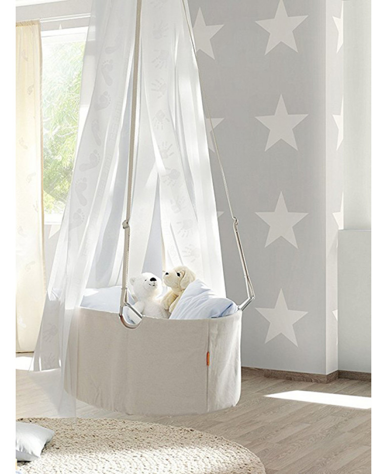 グレーと白の星の壁紙,白い,製品,カーテン,ベッド,家具