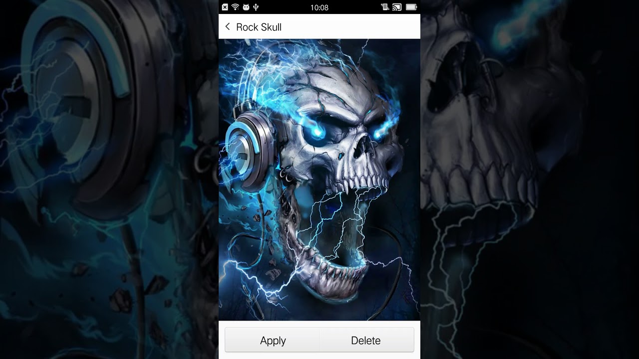 rock live wallpaper,skull,screenshot,technology,fictional character,multimedia software