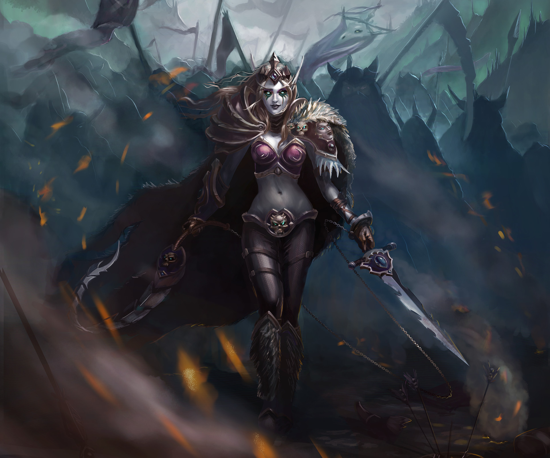 sylvanas wallpaper hd,demon,cg artwork,action adventure game,fictional character,darkness